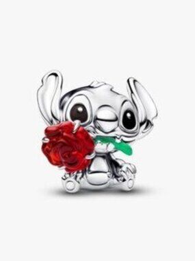 Authentic Disney Stitch Rose Murano Glass Charm